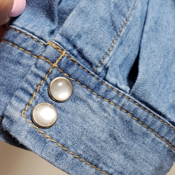 YMI Denim Jean Shirt Dark Cotton Silky Pearl Snap Buttons Women's XL - Picture 5 of 8